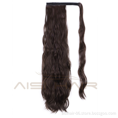 Aisi Hair Women Long Wavy Synthetic Wrap Around Hairpieces High Temperature Fiber Ponytail Hair Extensions